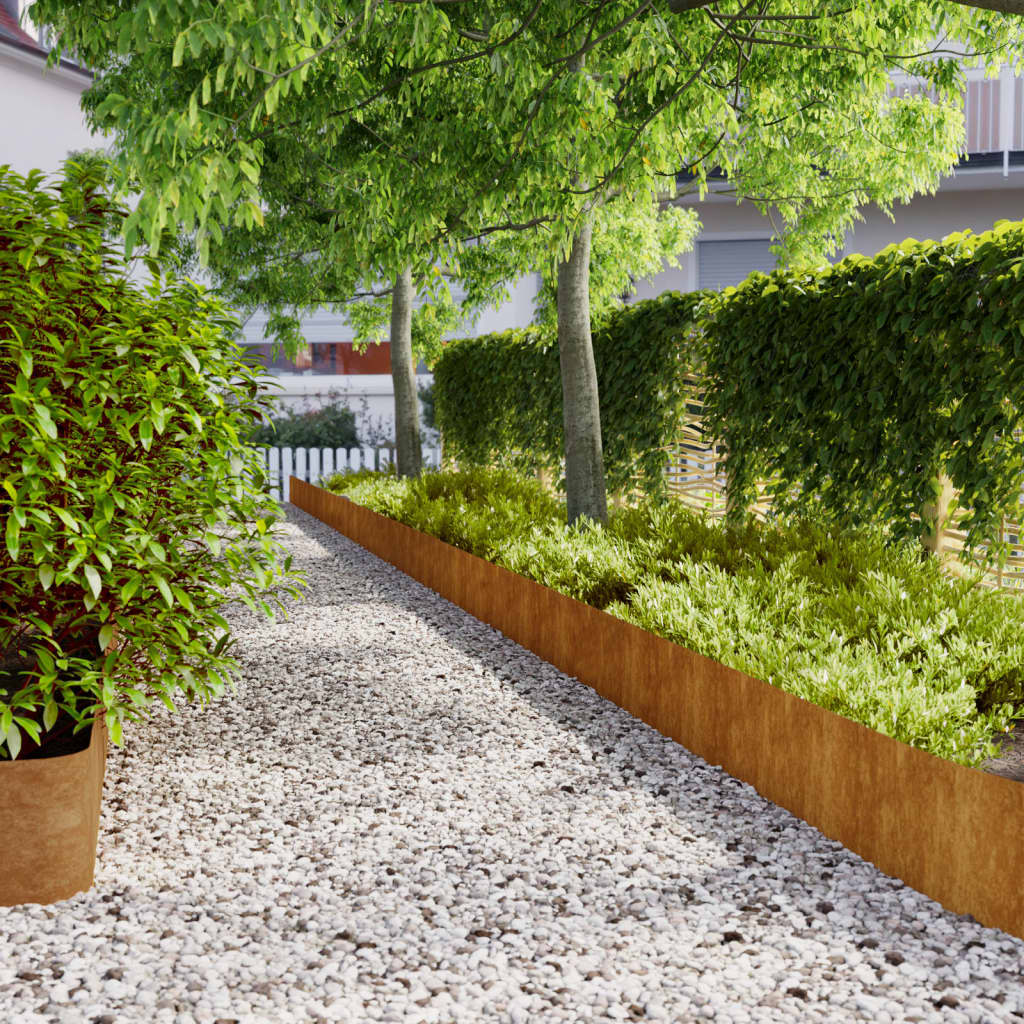 vidaXL Bordure per Prato 10 pz 25x103 cm Flessibili in Acciaio Corten