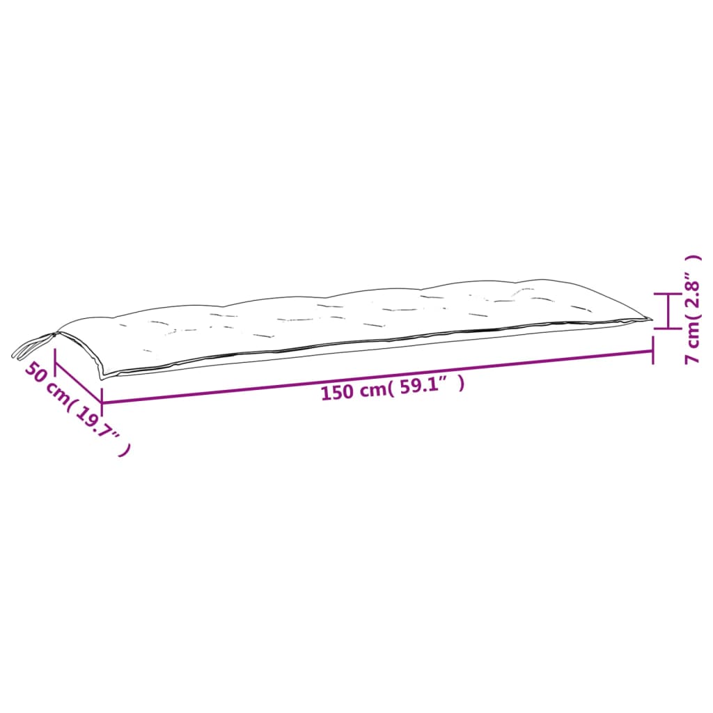 vidaXL Cuscini Panca da Giardino 2pz Multicolore 150x50x7cm in Tessuto