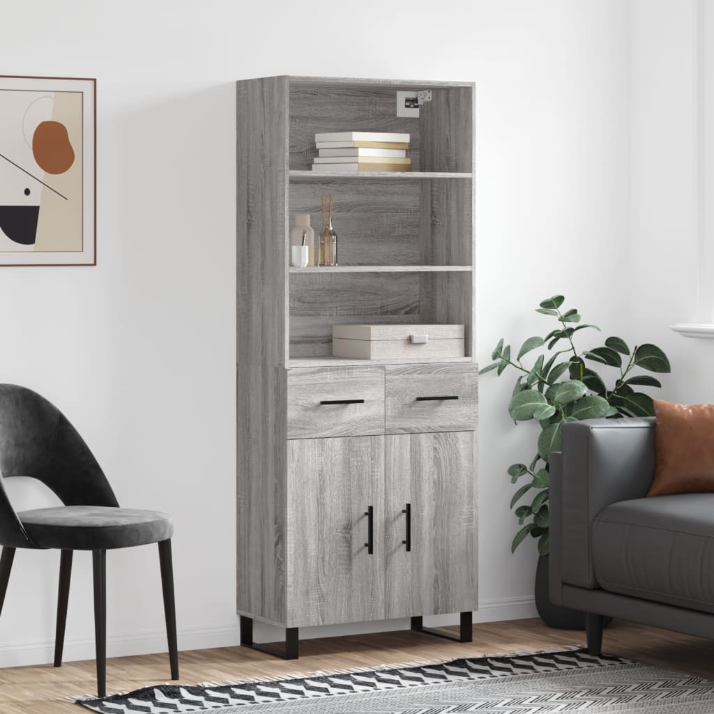 vidaXL Credenza Grigio Sonoma 69,5x34x180 cm in Legno Multistrato