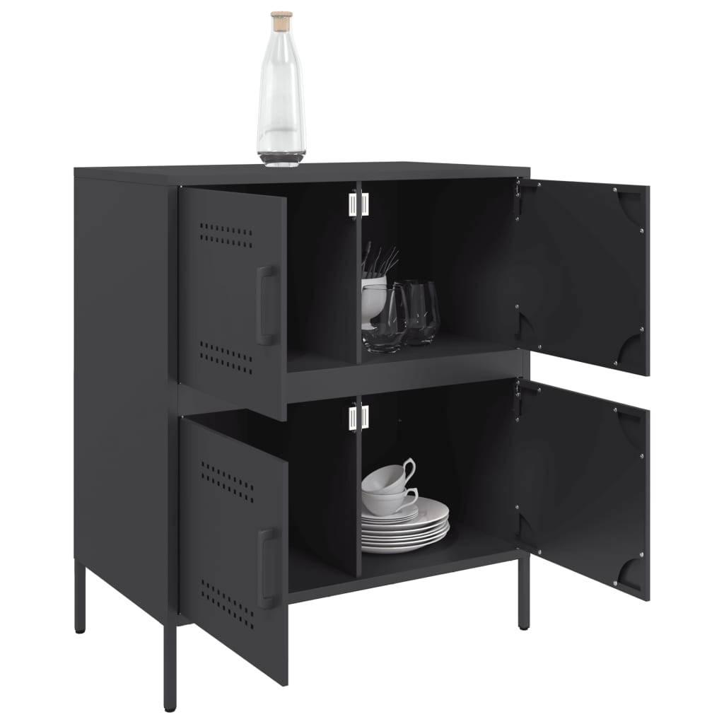 vidaXL Credenza Nera 68x39x79 cm in Acciaio