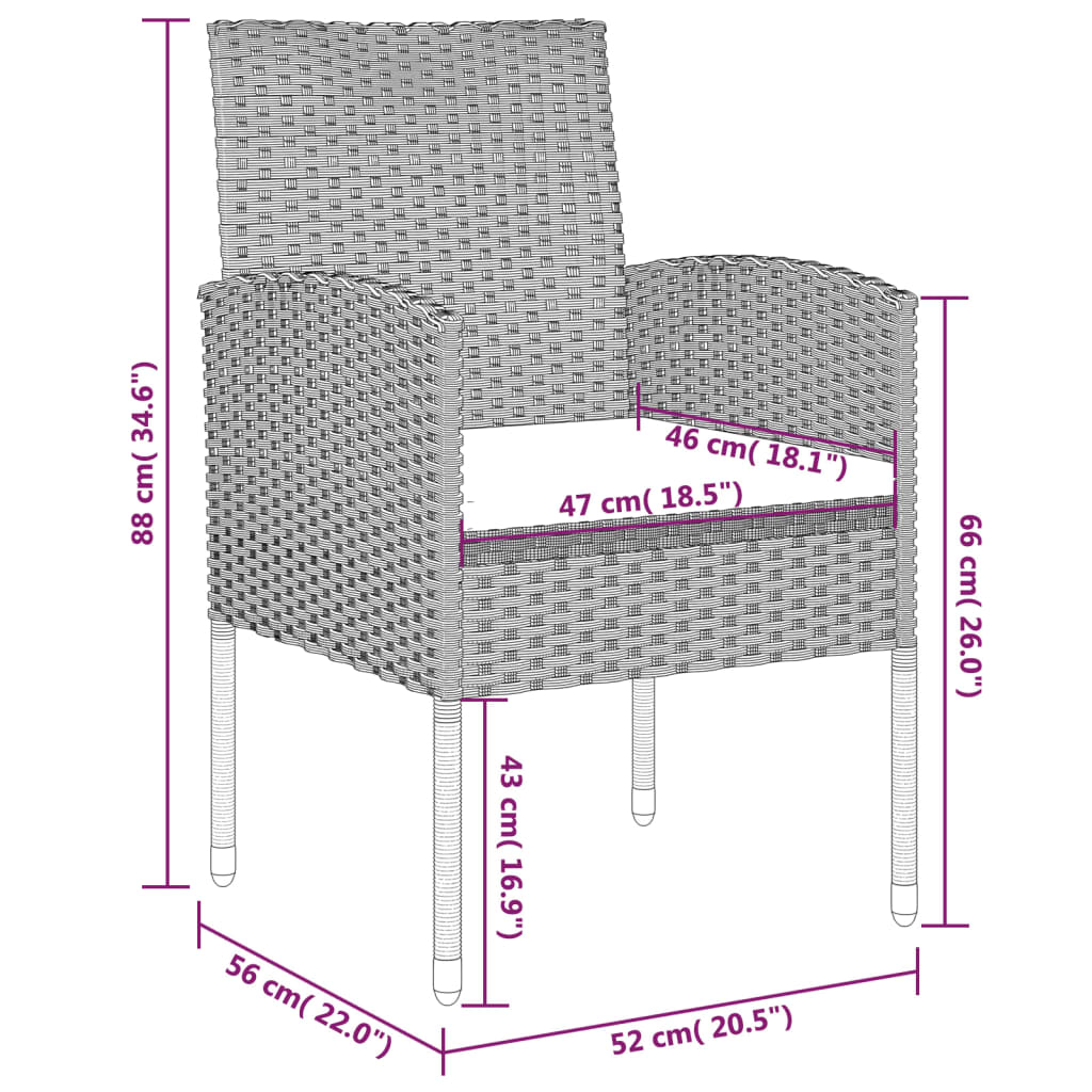 vidaXL Set da Pranzo da Giardino 9 pz Nero