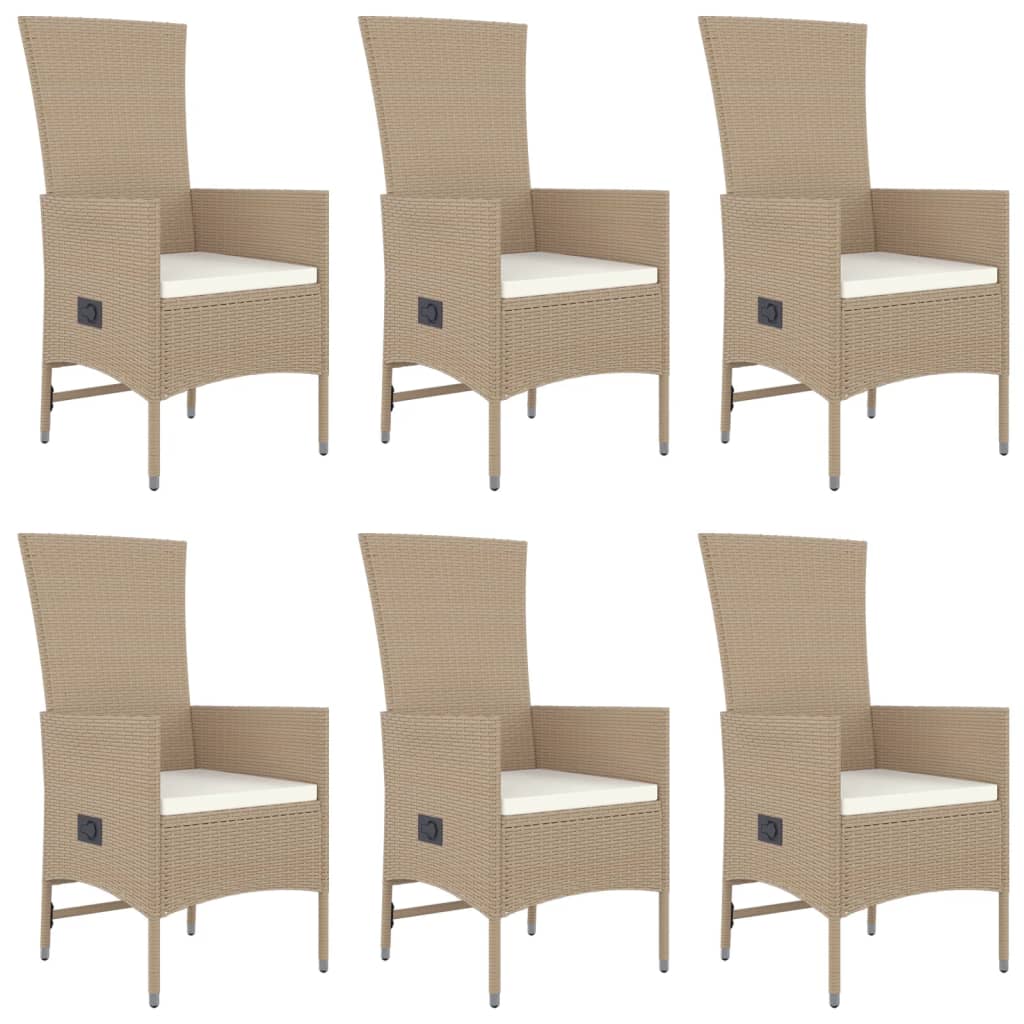 vidaXL Set da Pranzo da Giardino 7 pz con Cuscini Beige in Polyrattan