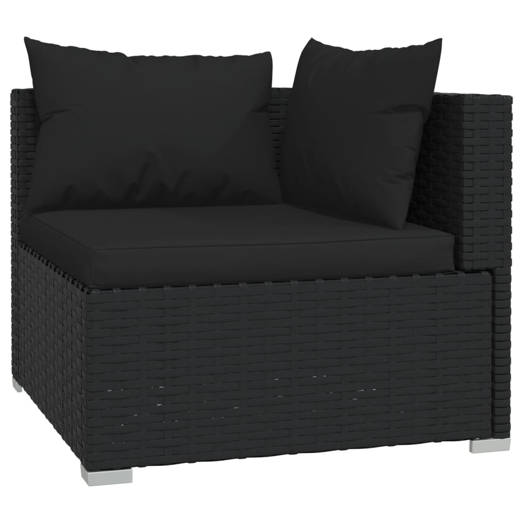 vidaXL Set Salotto da Giardino 10pz con Cuscini in Polyrattan Nero