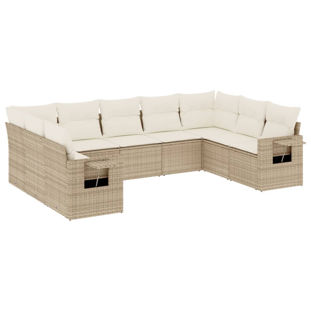 vidaXL Set Divano da Giardino 9 pz con Cuscini Beige in Polyrattan