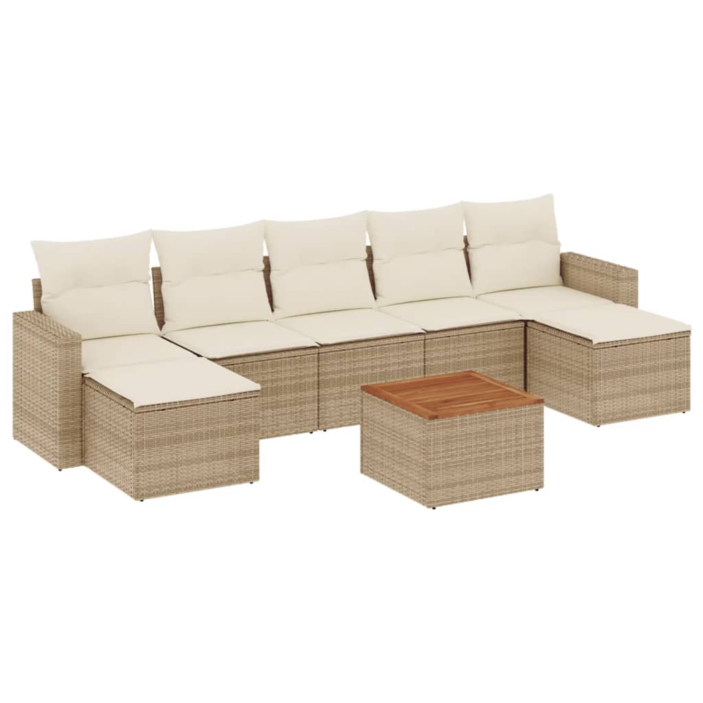 vidaXL Set Divano da Giardino 8 pz con Cuscini Beige in Polyrattan