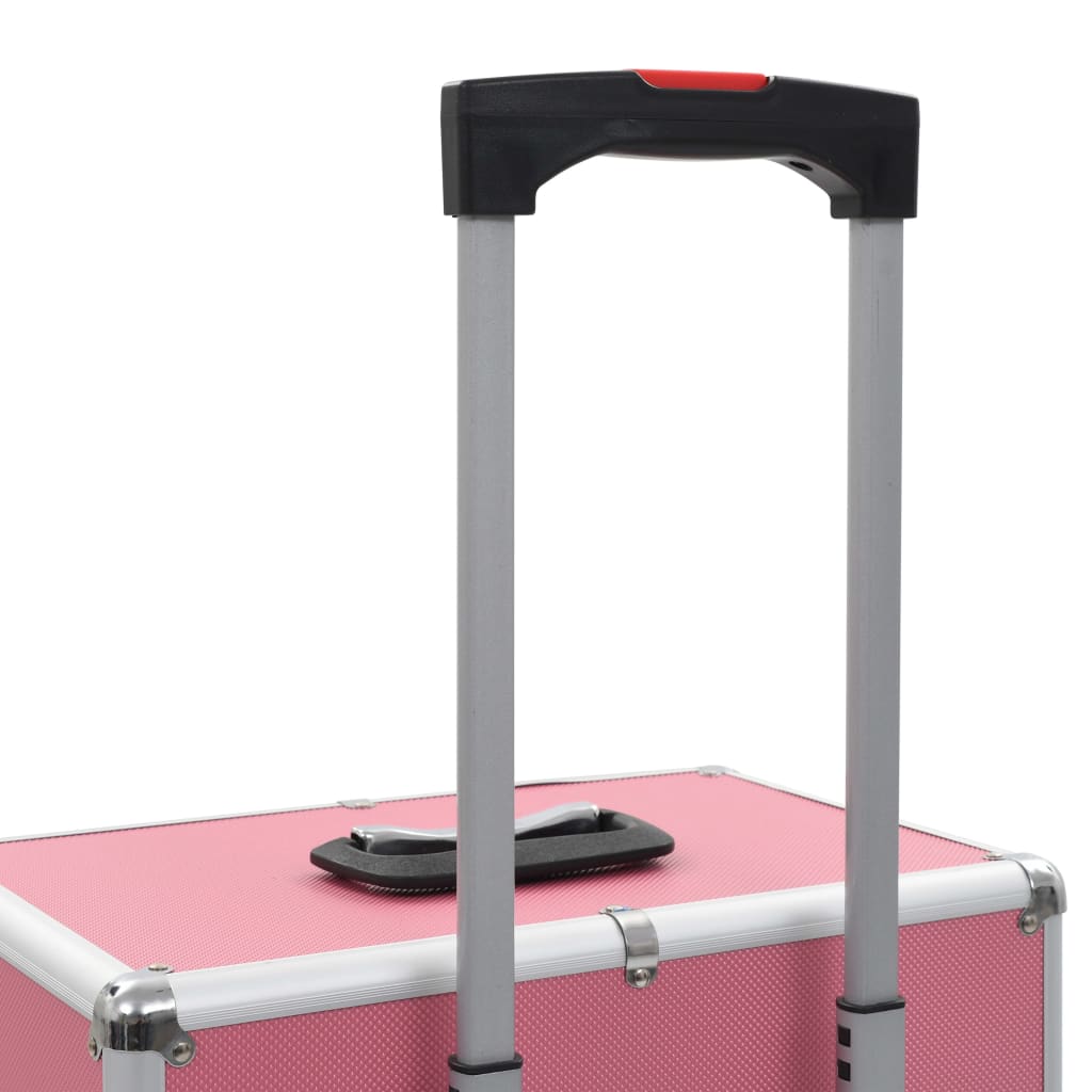 vidaXL Valigia Trolley per Cosmetici in Alluminio Rosa