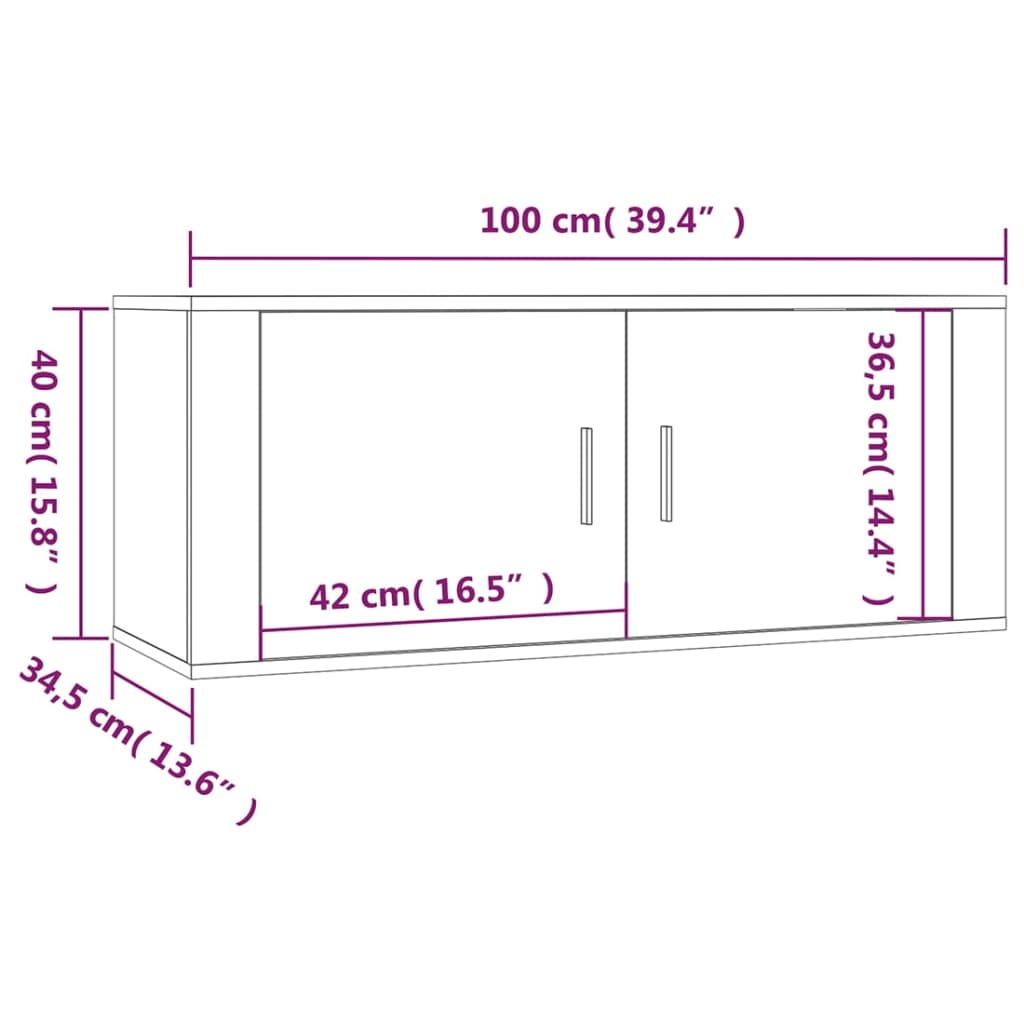 vidaXL Mobili Porta TV a Parete 2 pz Bianco 100x34,5x40 cm