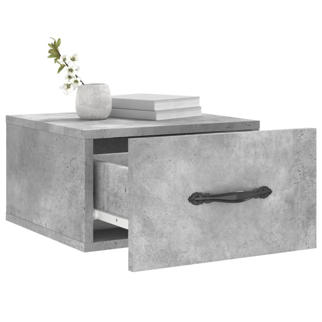 vidaXL Comodini a Muro 2 pz Grigio Cemento 35x35x20 cm