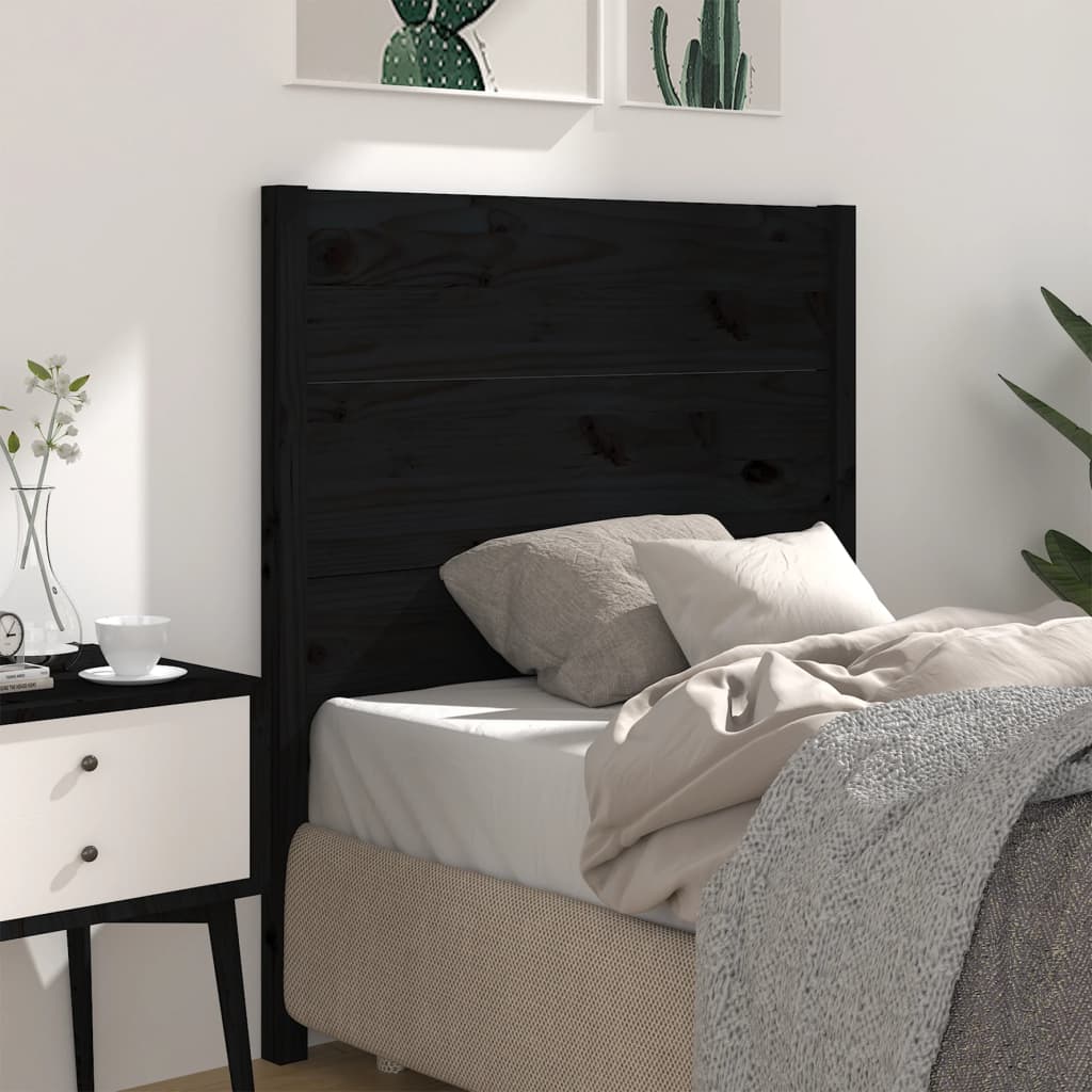 vidaXL Testiera per Letto Nera 81x4x100 cm in Legno Massello di Pino