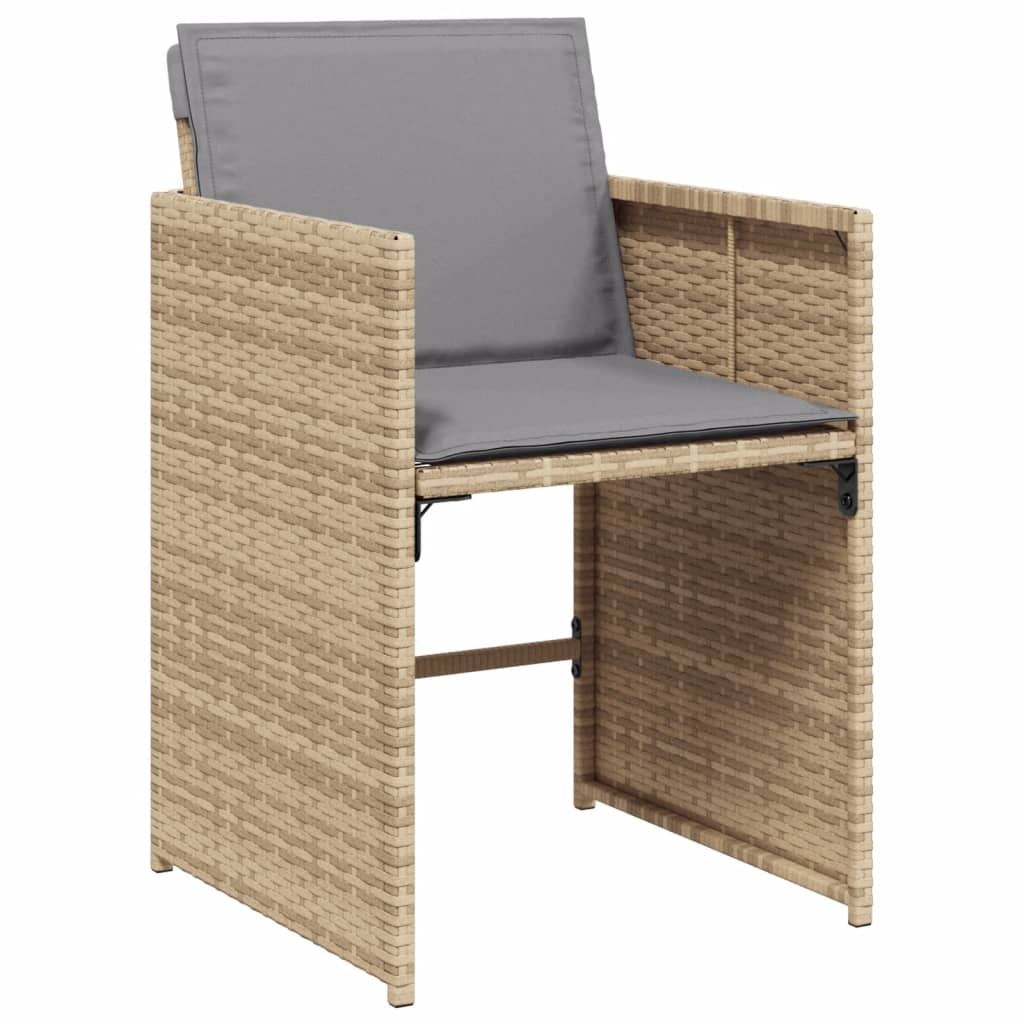 vidaXL Set Pranzo da Giardino 5 pz con Cuscini Beige Misto Polyrattan