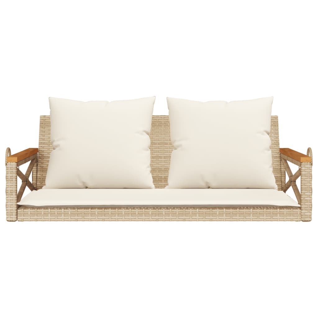 vidaXL Panchina a Dondolo con Cuscini Beige 109x62x40 cm in Polyrattan