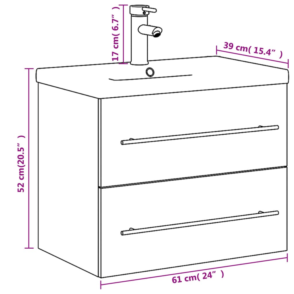 vidaXL Mobile da Bagno con Lavabo Integrato Rovere Marrone