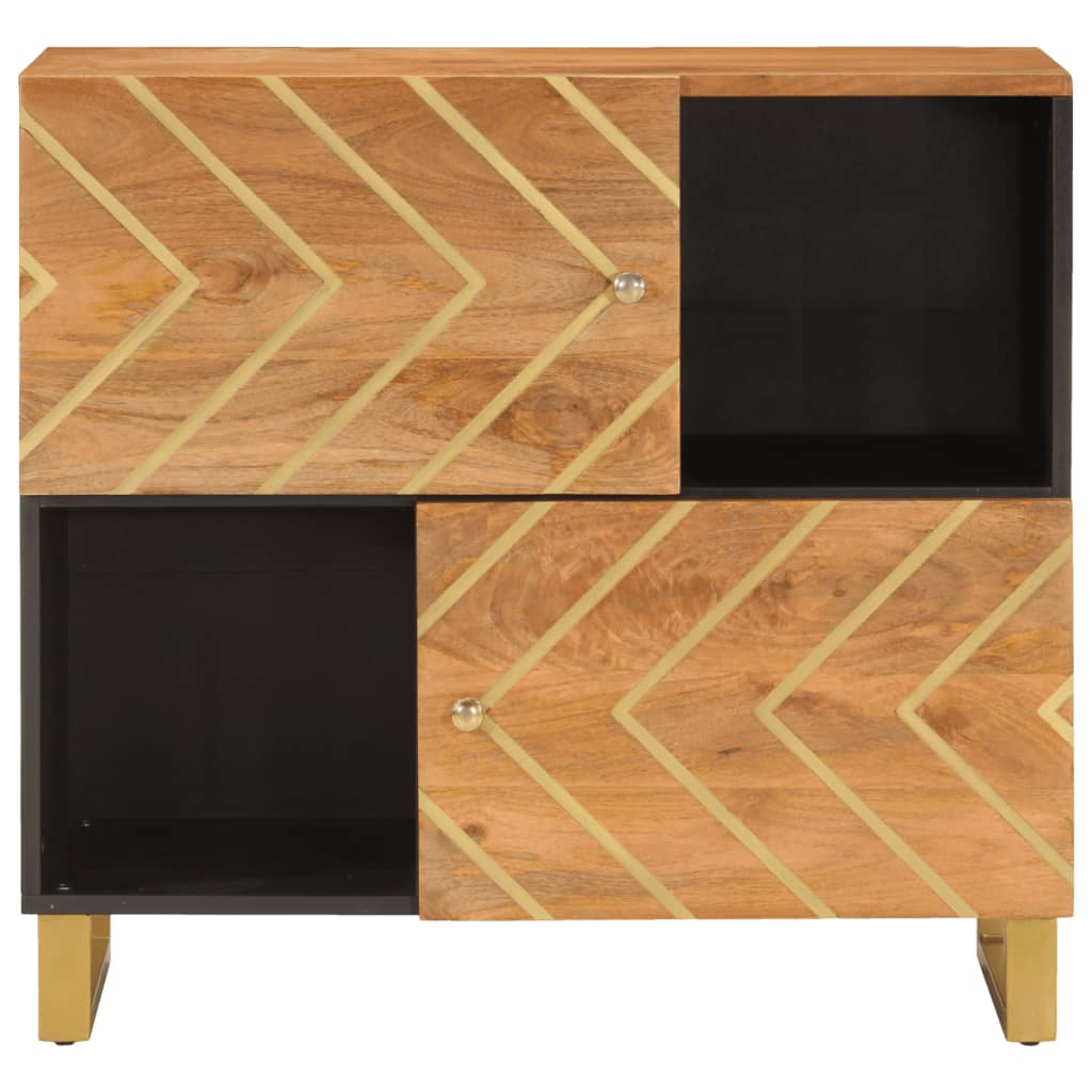 vidaXL Credenza Marrone e Nera 80x33,5x75cm in Legno Massello di Mango