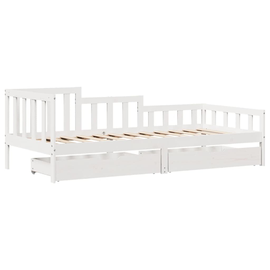 vidaXL Dormeuse con Cassetti Bianco 90x200 cm Legno Massello di Pino