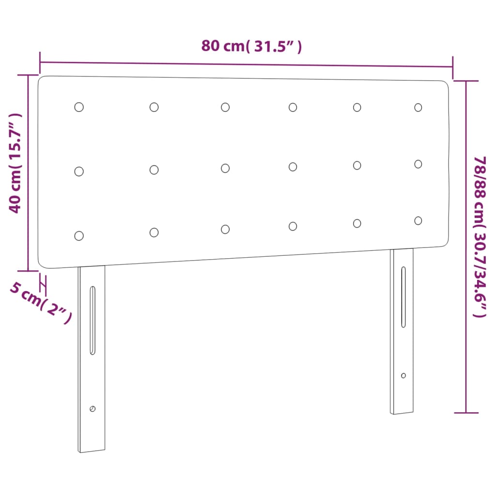 vidaXL Testiera a LED Tortora 80x5x78/88 cm in Tessuto