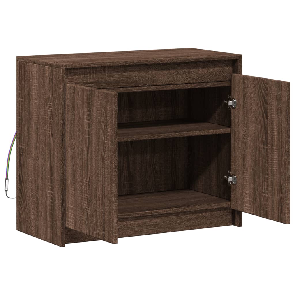 vidaXL Credenza con LED Rovere Marrone 72x34x61 cm Legno Multistrato