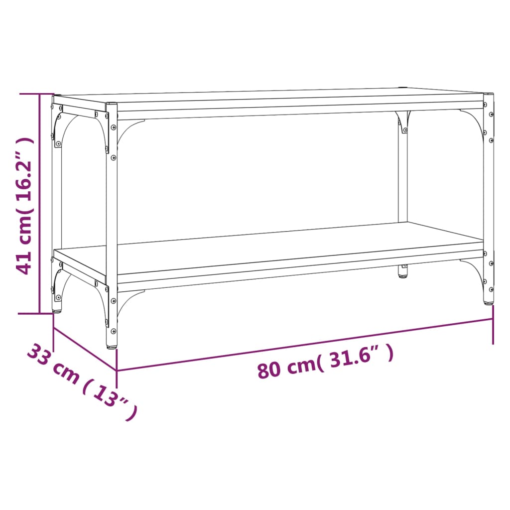 vidaXL Mobile TV Rovere Sonoma 80x33x41 cm Legno Multistrato e Acciaio