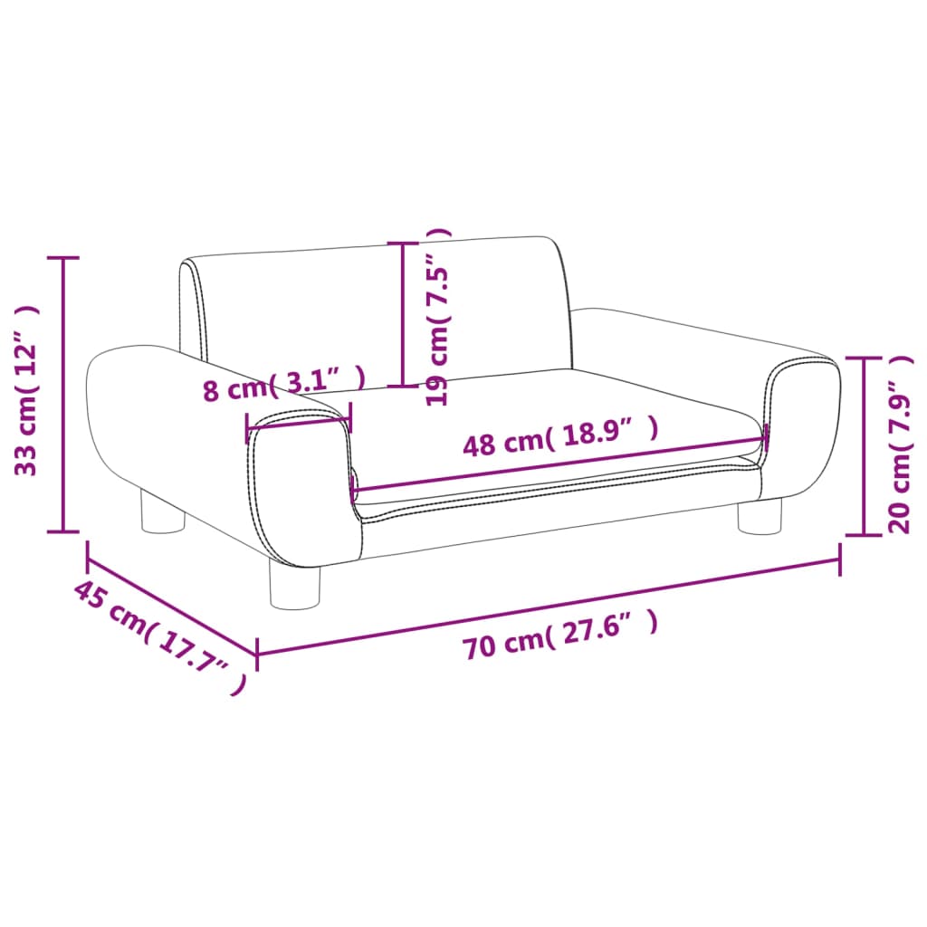 vidaXL Divano per Bambini Nero 70x45x33 cm in Velluto