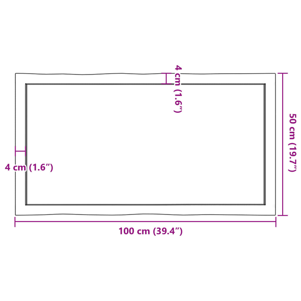 vidaXL Piano per Tavolo 100x50x(2-6) cm Rovere Non Trattato Bordi Vivi