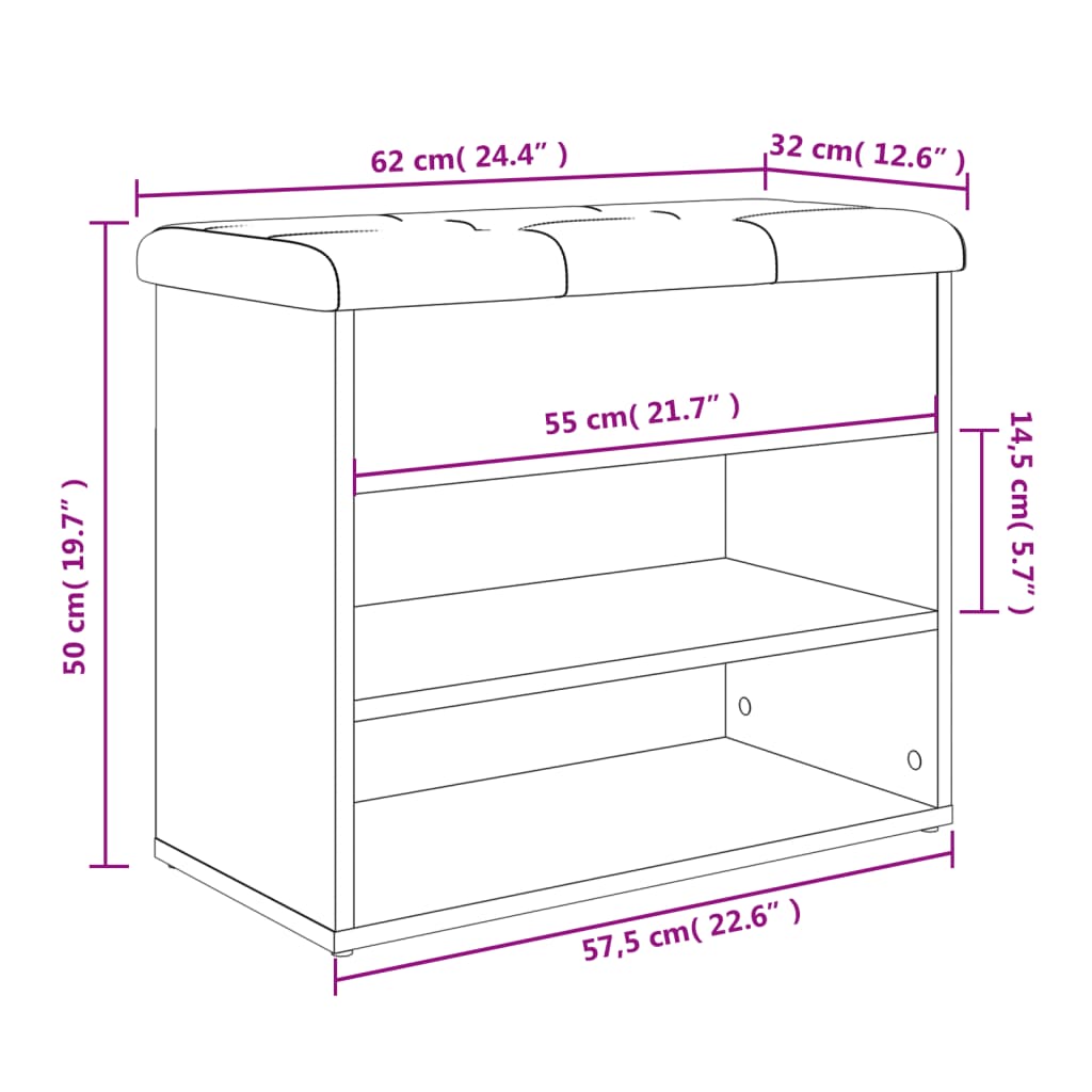 vidaXL Panca Porta Scarpe Bianca 62x32x50 cm in Legno Multistrato