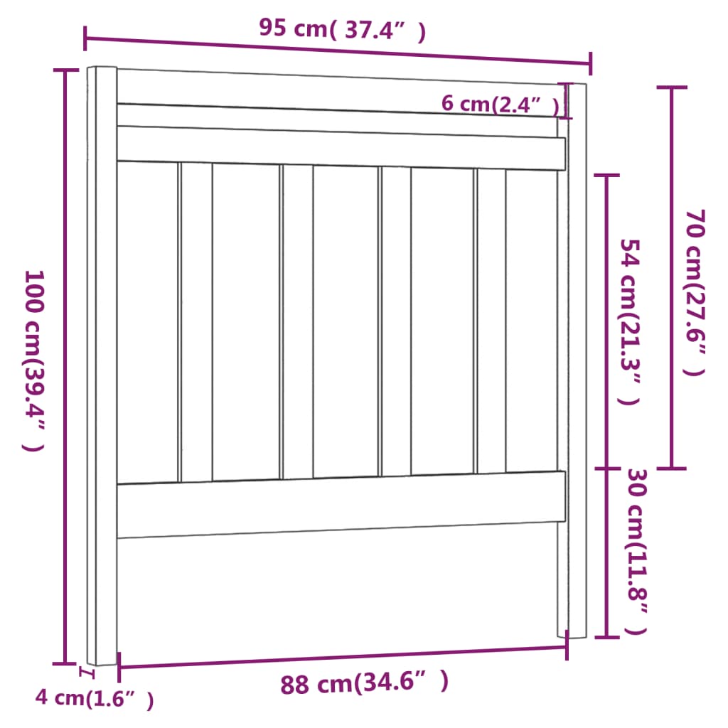 vidaXL Testiera per Letto Bianca 95x4x100 cm in Legno Massello di Pino