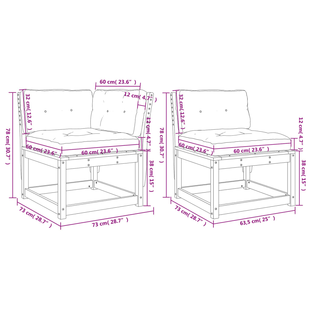 vidaXL Set Divani Giardino 6 pz con Cuscini in Legno Massello di Pino