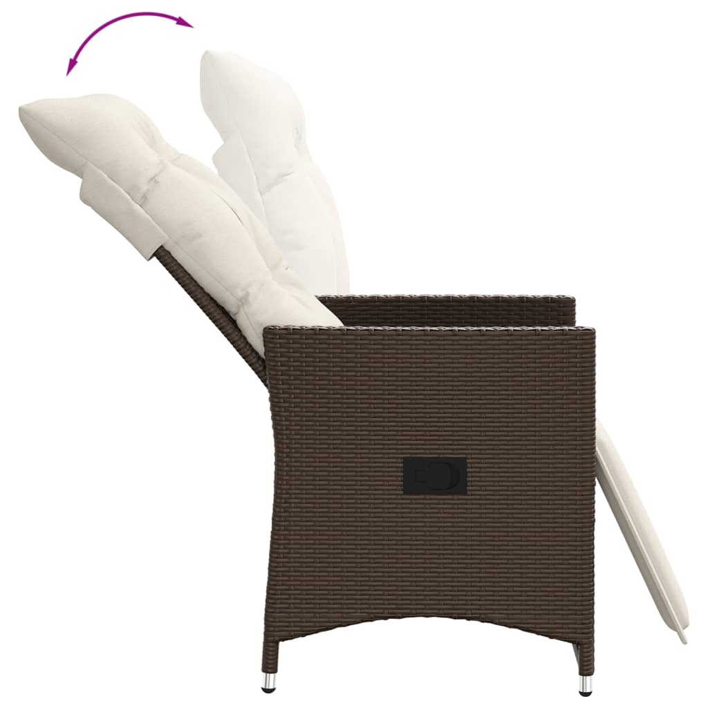 vidaXL Set Bistrò 3 pz con Cuscini Marrone in Polyrattan