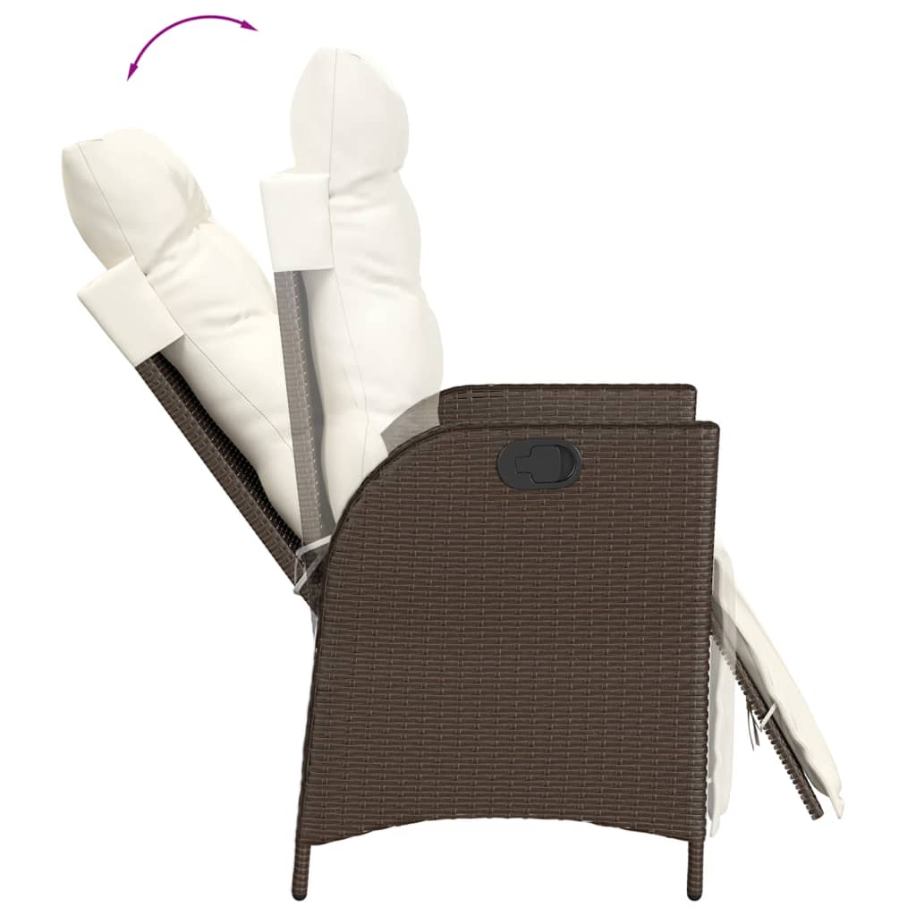 vidaXL Set da Pranzo da Giardino 3pz con Cuscini in Polyrattan Marrone