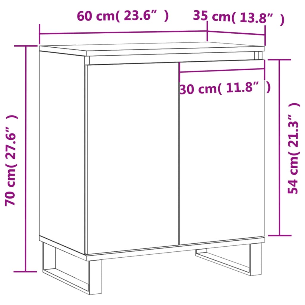 vidaXL Credenza Grigio Cemento 60x35x70 cm in Legno Multistrato