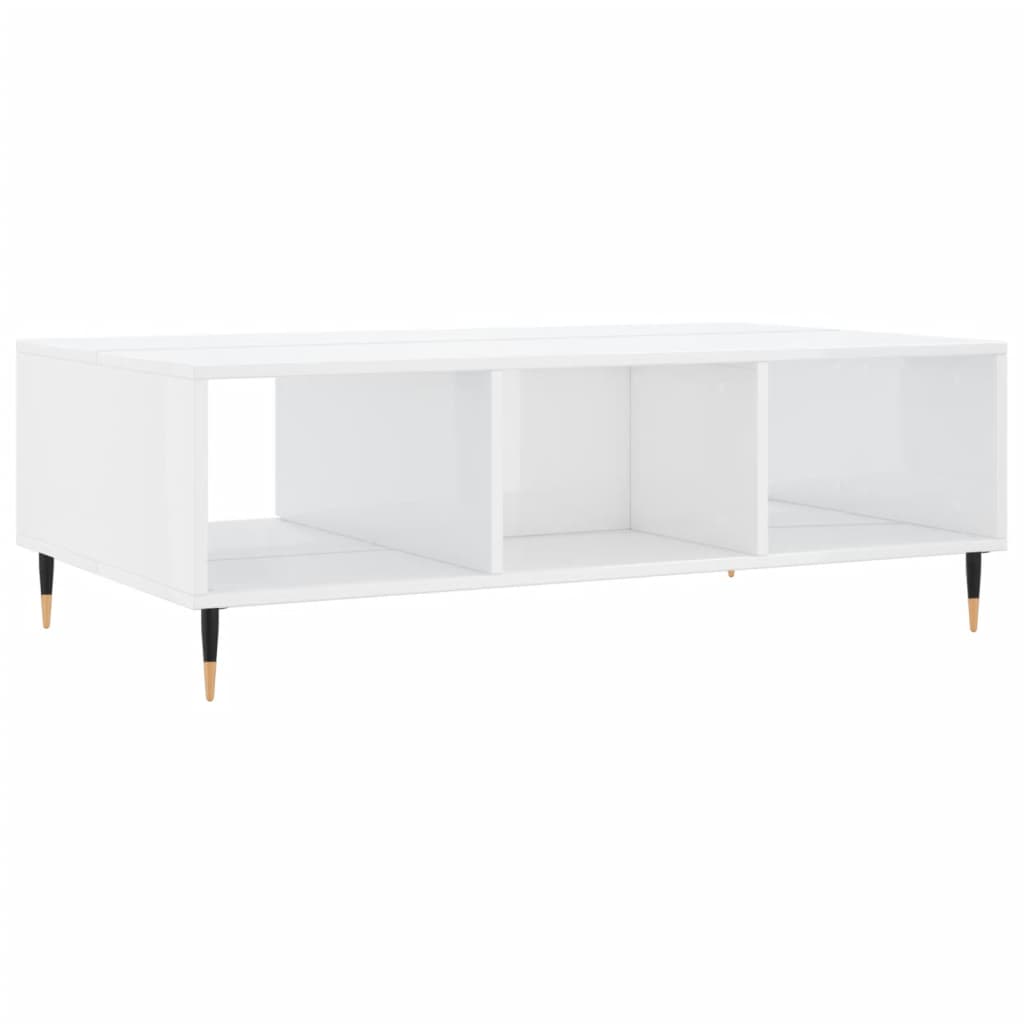 vidaXL Tavolino da Salotto Bianco Lucido 104x60x35cm Legno Multistrato