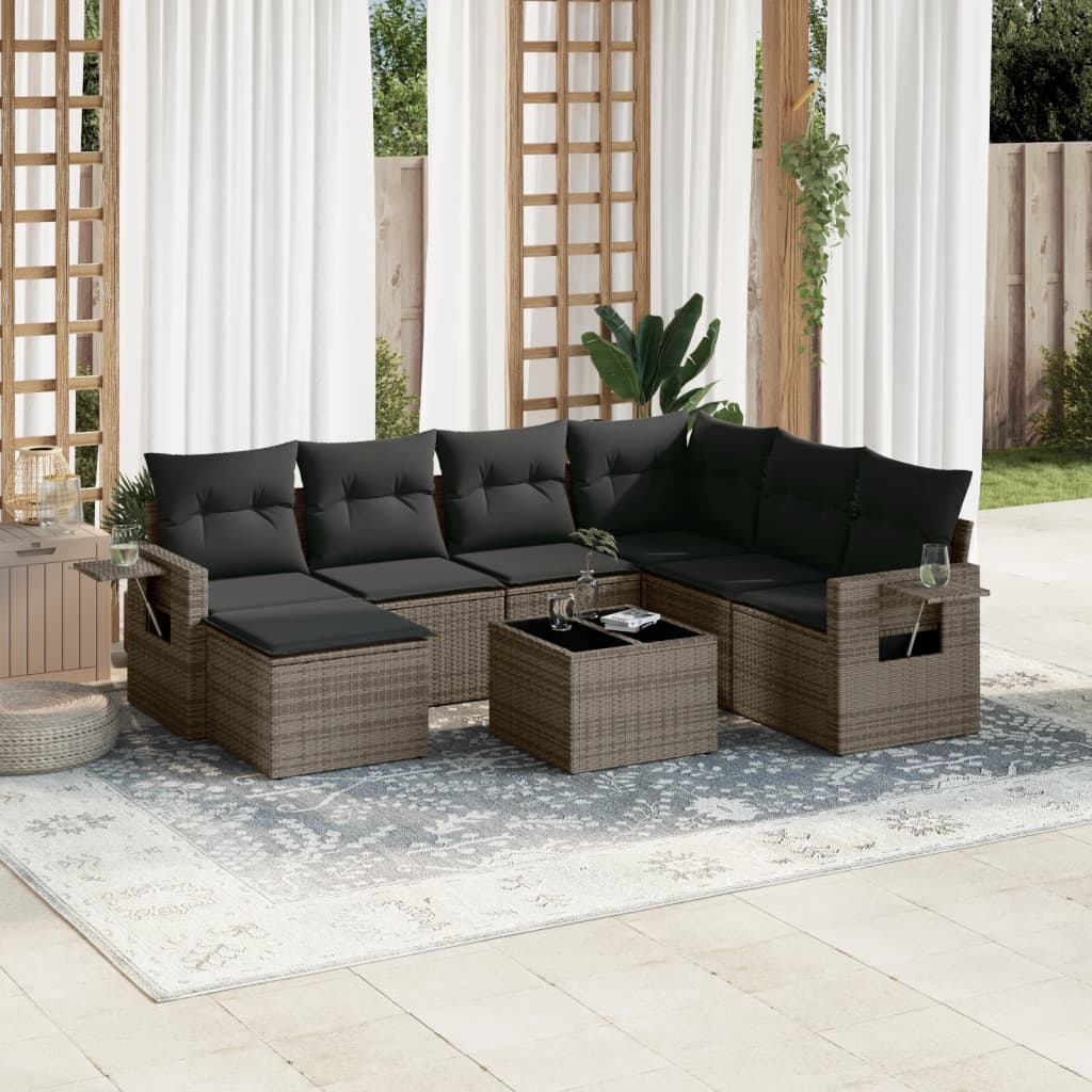 vidaXL Set Divano da Giardino 8 pz con Cuscini Grigio in Polyrattan