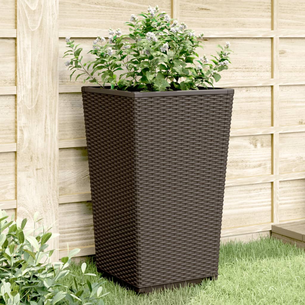 vidaXL Fioriere da Giardino 4 pz Marrone 32,5x32,5x57 cm in PP