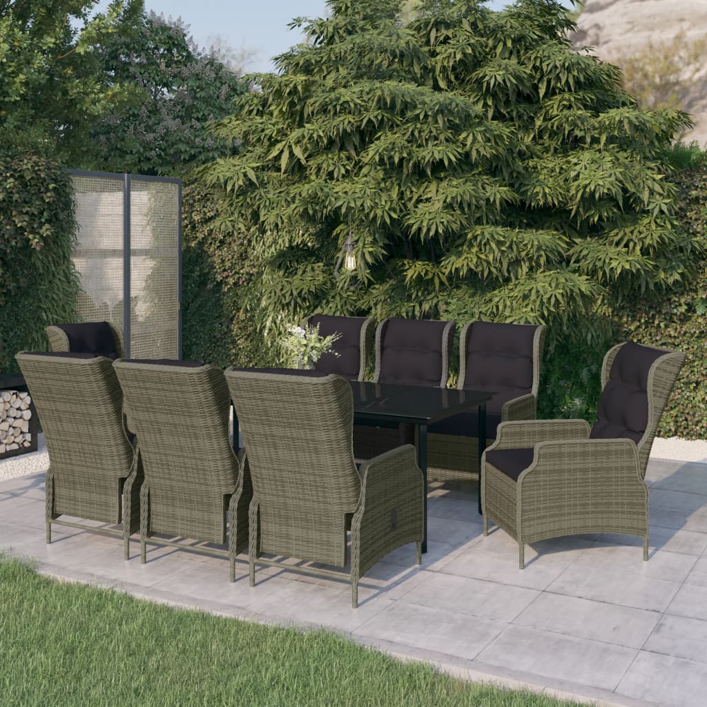 vidaXL Set da Pranzo da Giardino 9 pz Marrone