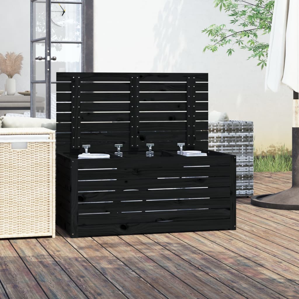 vidaXL Contenitore Giardino Nero 101x50,5x46,5 cm Legno Massello Pino