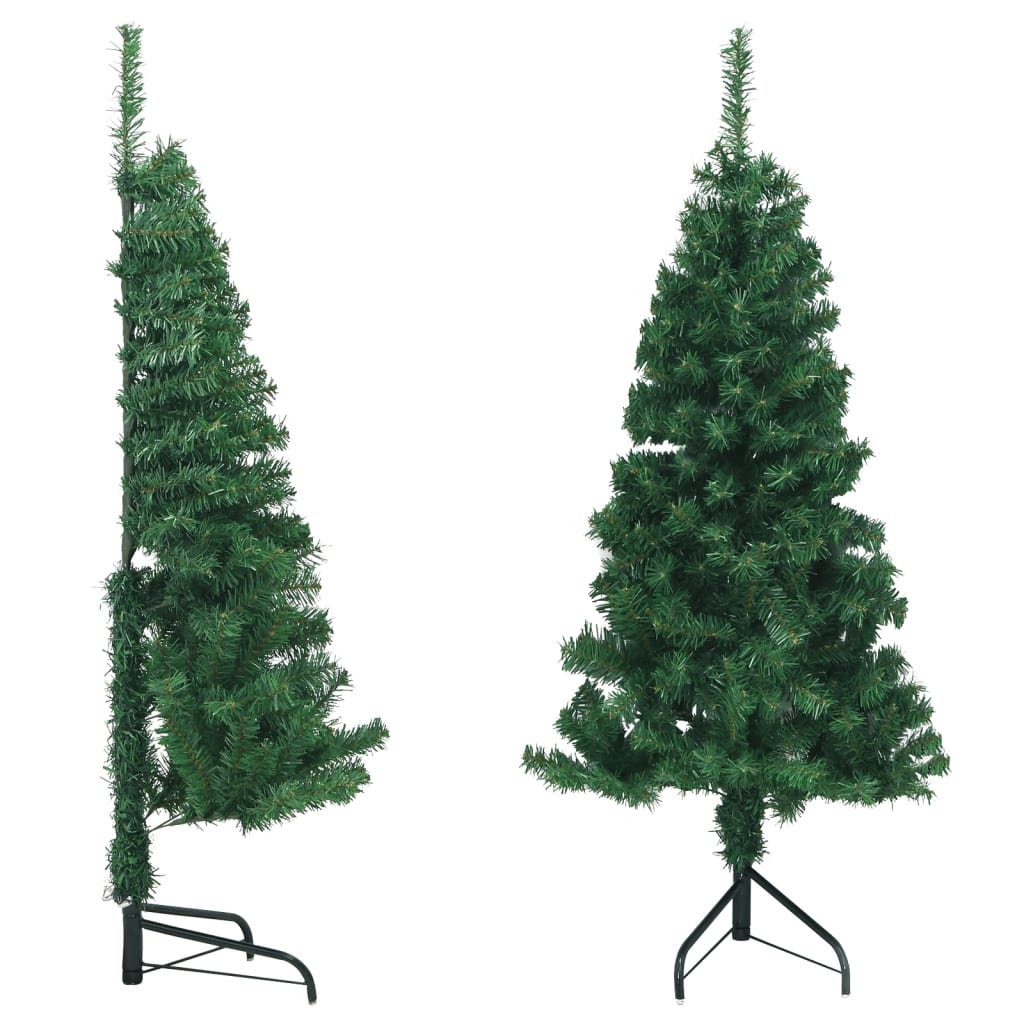 vidaXL Albero di Natale Artificiale ad Angolo con Supporto Verde 120 cm PVC