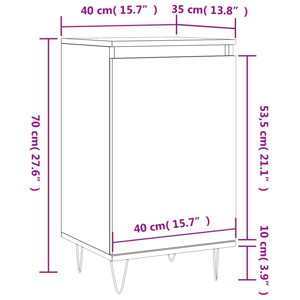 vidaXL Credenza Rovere Marrone 40x35x70 cm in Legno Multistrato