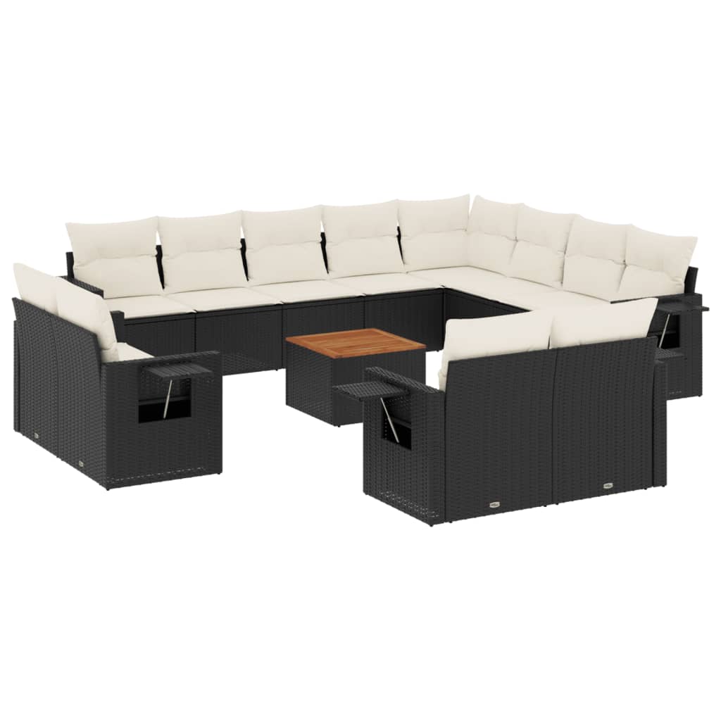 vidaXL Set Divani da Giardino 13pz con Cuscini Nero in Polyrattan