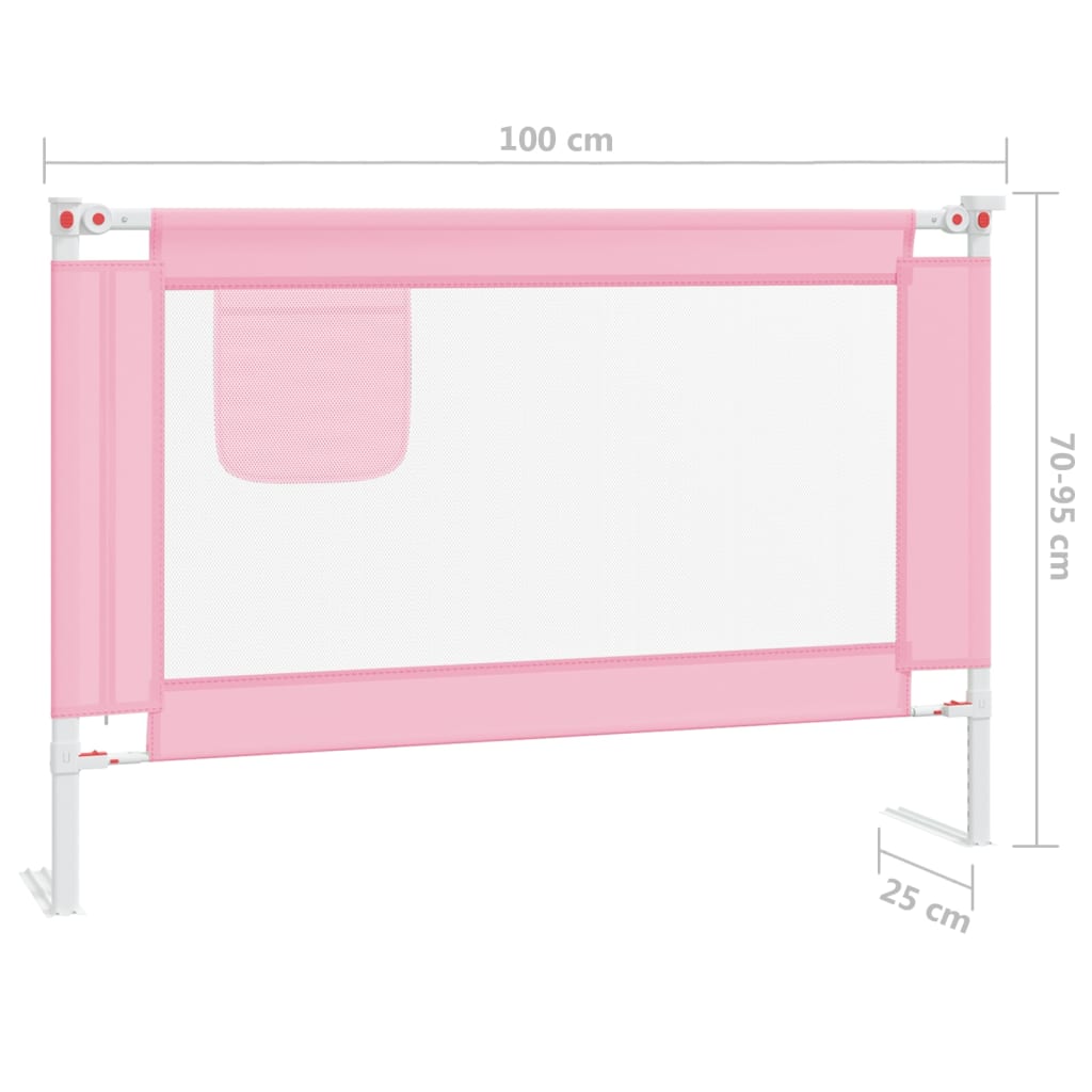 vidaXL Sponda Letto di Sicurezza per Bambini Rosa 100x25cm in Tessuto