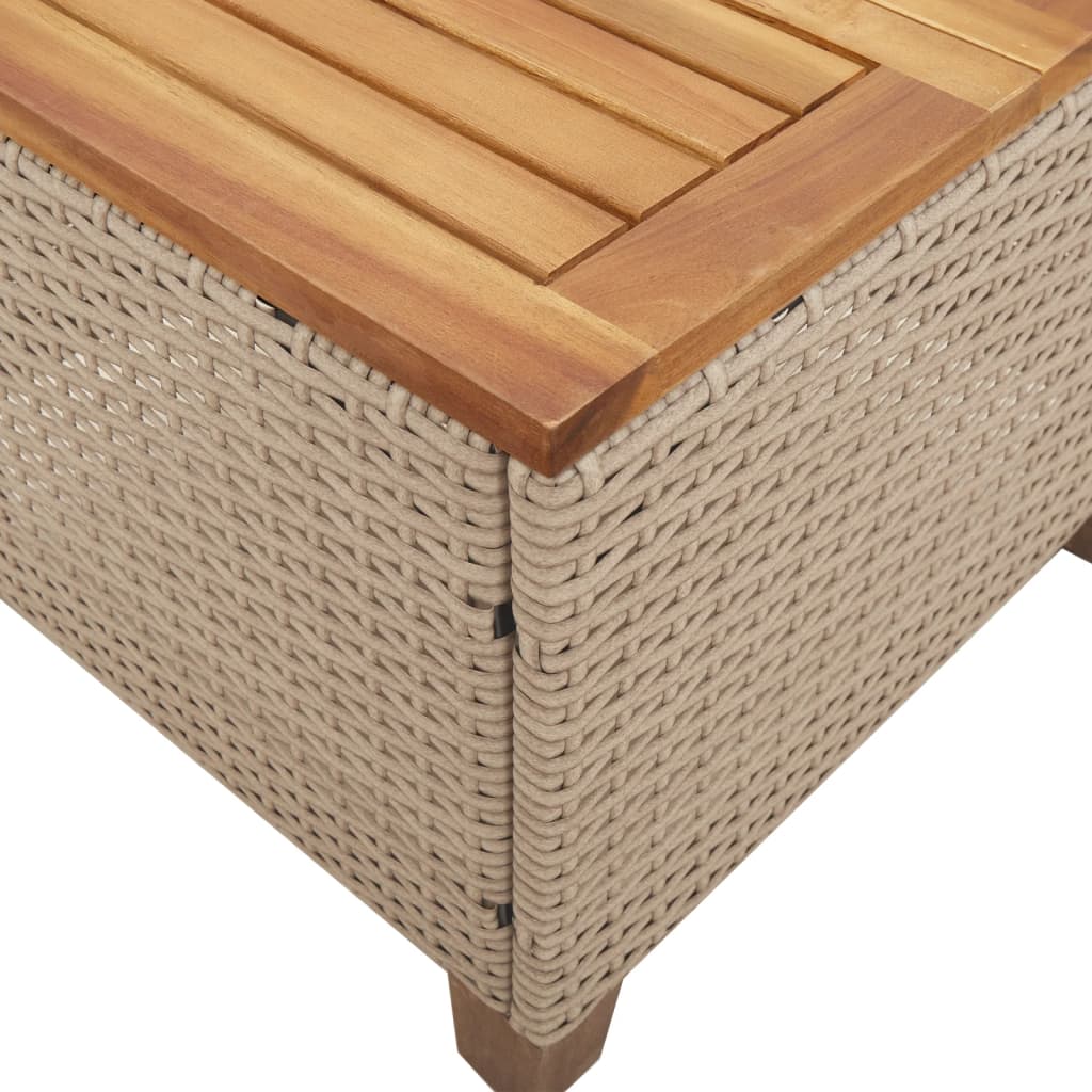 vidaXL Set da Bistrò 3 pz con Cuscini Beige Polyrattan e Legno Acacia