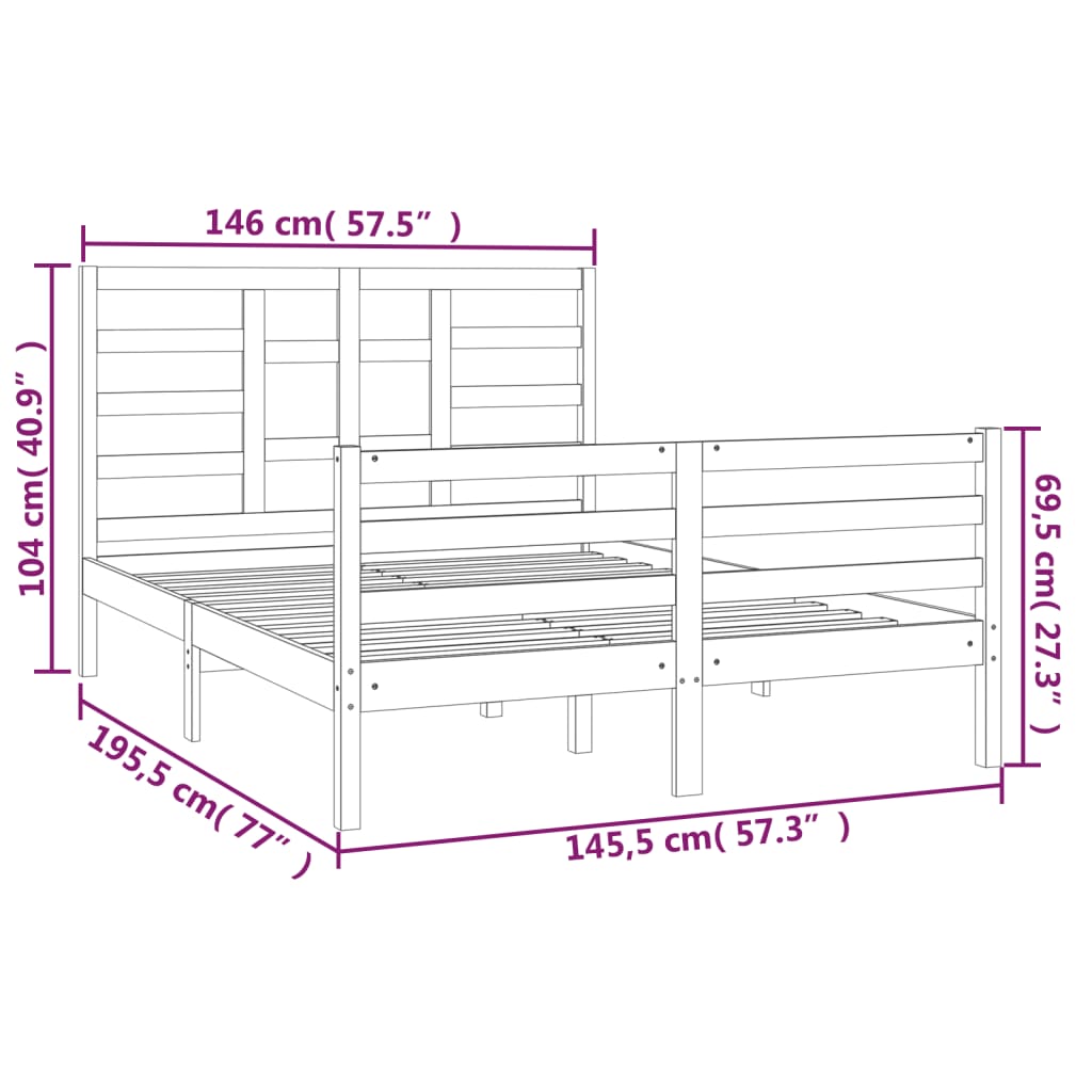 vidaXL Giroletto Bianco in Legno Massello 140x190 cm