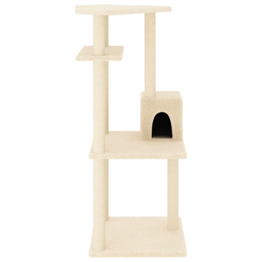 vidaXL Albero per Gatti con Tiragraffi in Sisal Crema 123 cm