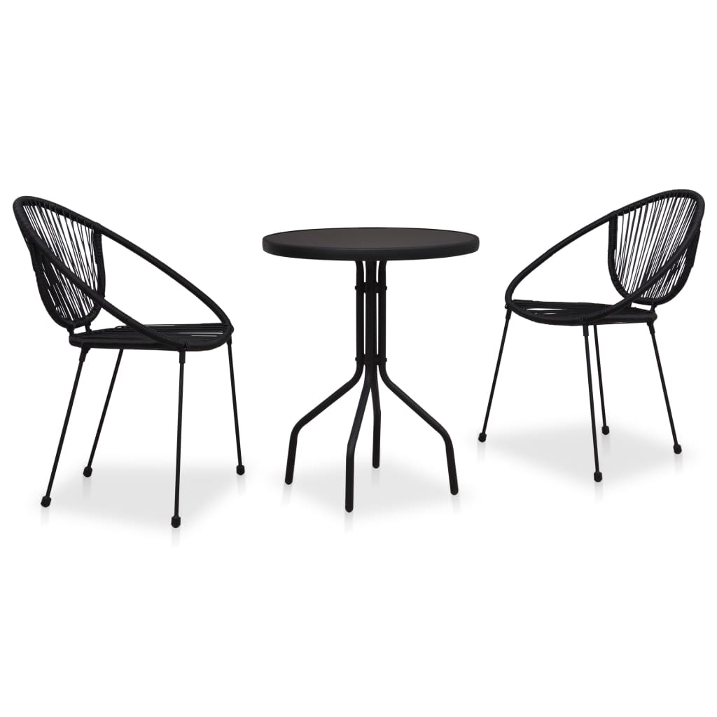 vidaXL Set da Bistrot 3 pz in Rattan PVC Nero