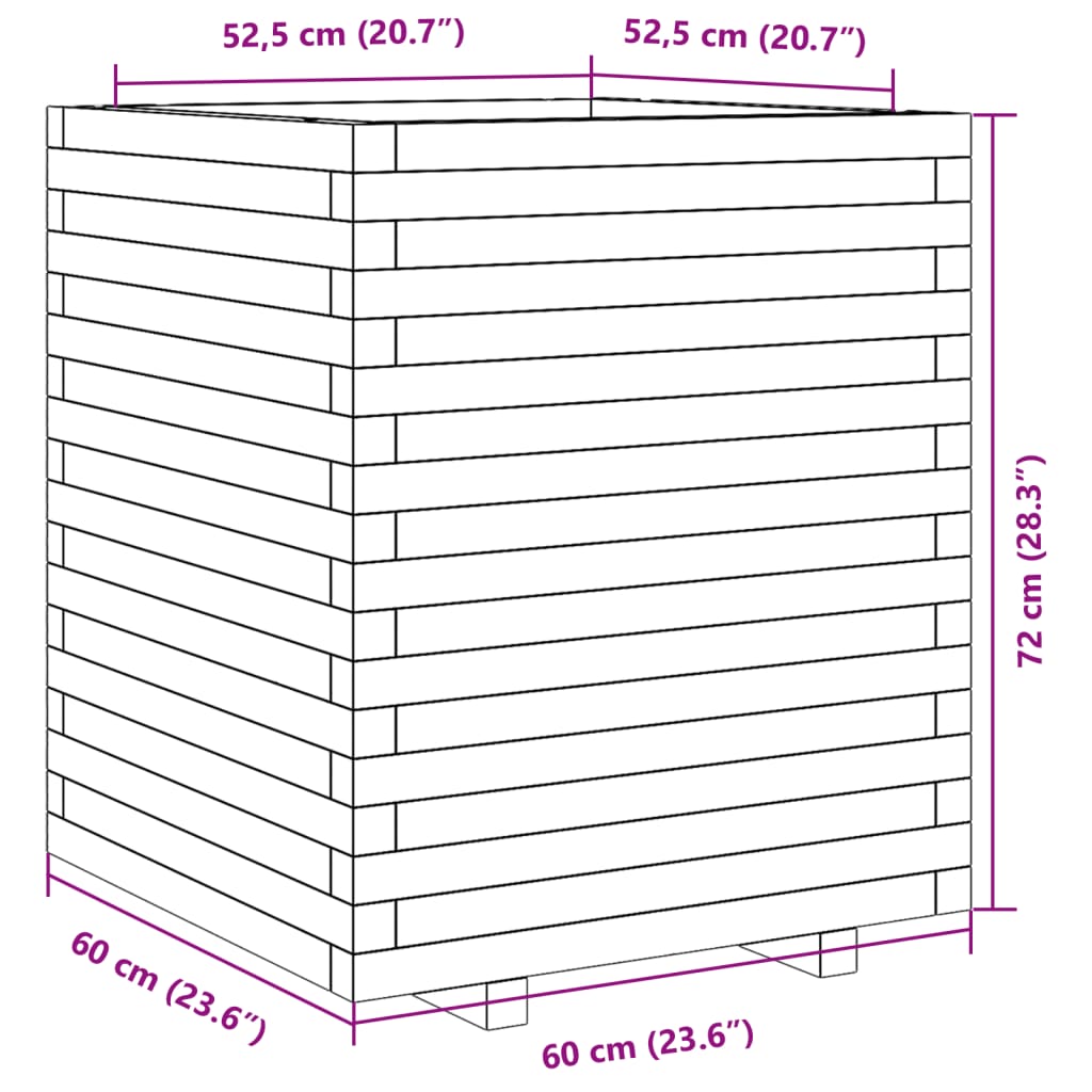 vidaXL Fioriera da Giardino 60x60x72 cm in Legno di Pino Impregnato