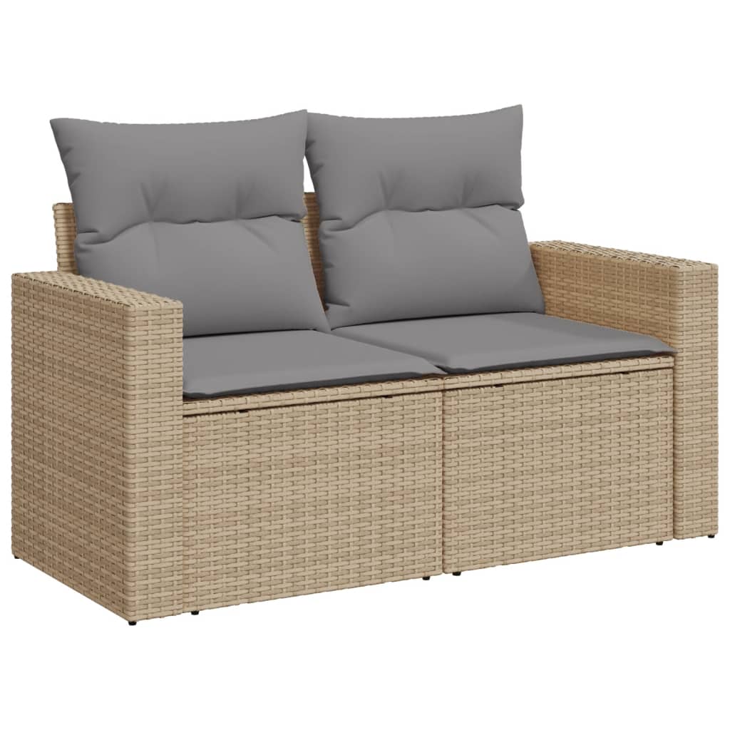 vidaXL Set Divano da Giardino 10 pz con Cuscini Beige Misto Polyrattan