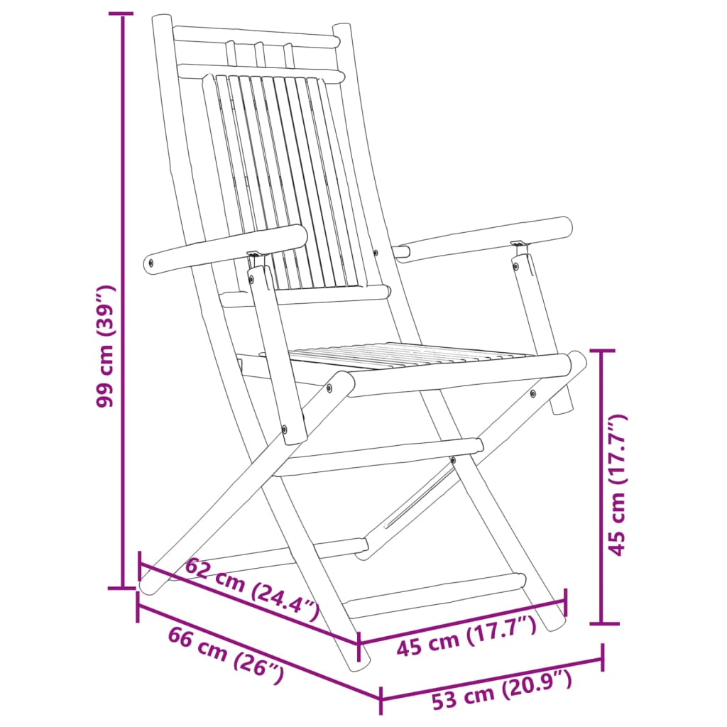 vidaXL Set da Bistrò 3 pz in Bambù