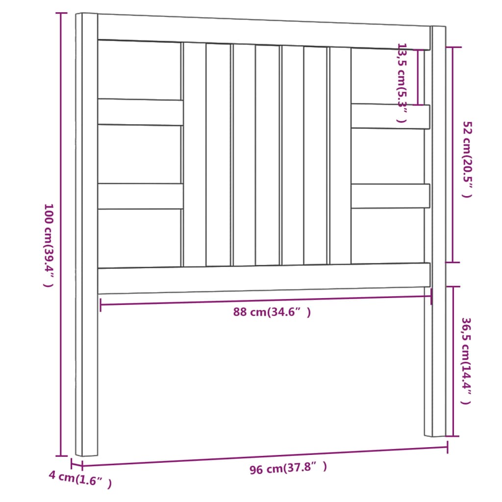 vidaXL Testiera per Letto 96x4x100 cm in Legno Massello di Pino