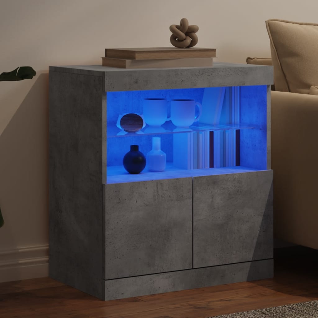 vidaXL Credenza con Luci LED Grigio Cemento 60x37x67 cm