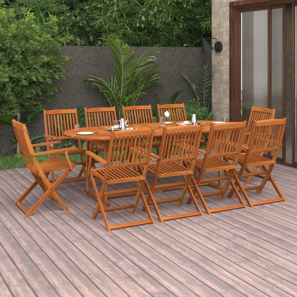 vidaXL Set da Pranzo da Giardino 11 pz 220x90x75 cm Massello di Acacia