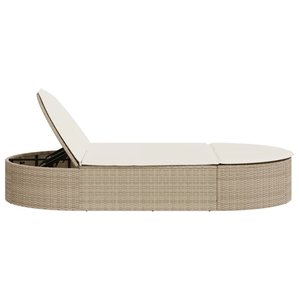 vidaXL Lettino Prendisole con Cuscini Beige in Polyrattan