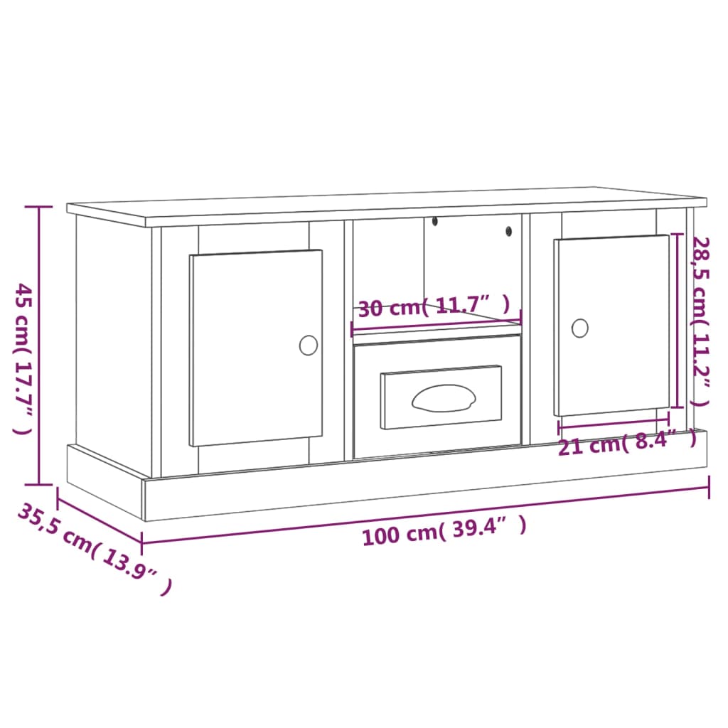 vidaXL Mobile TV Grigio Sonoma 100x35,5x45 cm in Legno Multistrato